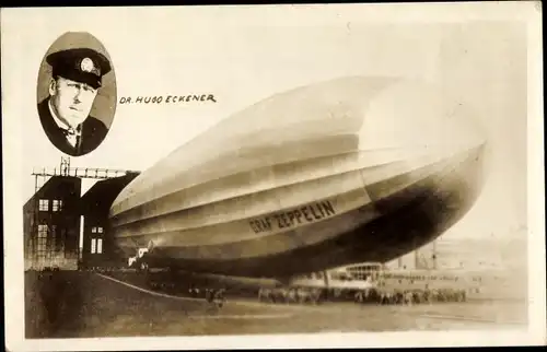 Foto Ak Luftschiff LZ 127 Graf Zeppelin, Hugo Eckener, Portrait