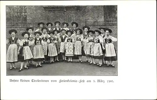 Ak Tirolerinnen in Trachten, Ferienkolonie Fest 1905