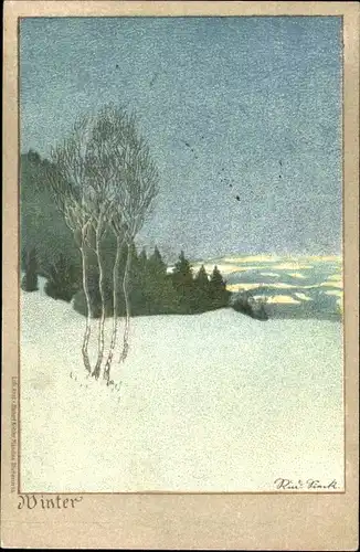 Künstler Litho Allegorie Winter, Landschaft