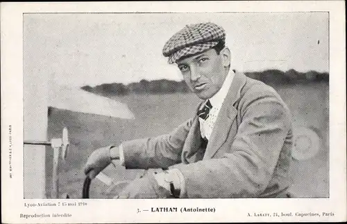 Ak Latham, Antoinette, Aviateur, Flugpionier