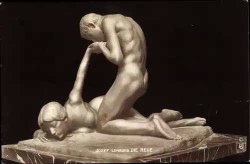 Ak Plastik von Josef Limburg, Die Reue, Akt