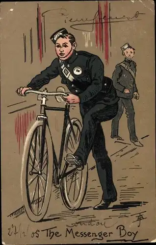 Künstler Ak The Messenger Boy, Fahrradkurier