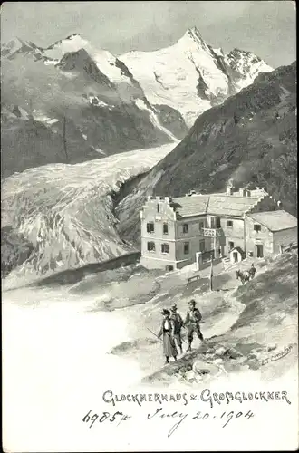 Künstler Ak Compton, Edward Theodore, Kärnten, Glocknerhaus und Großglockner