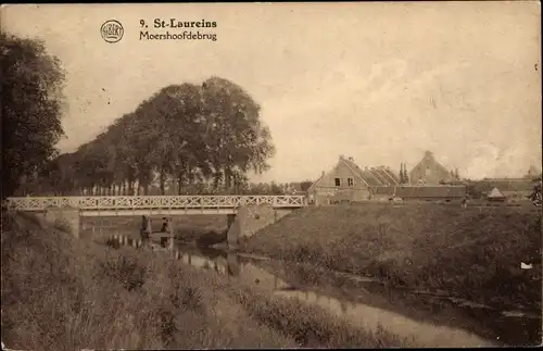 Ak St. Laureins Middelkerke Westflandern, Moershoofdebrug