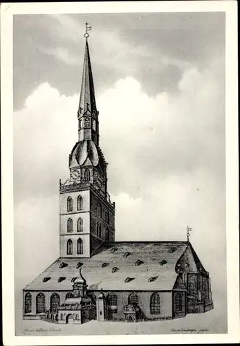 Ak Hamburg Mitte Altstadt, Geometrischer Abris der Kirchen zu St. Jacobi