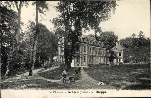 Ak Grèges Seine Maritime, Le Chateau de Greges, Schloss, Schlossgarten