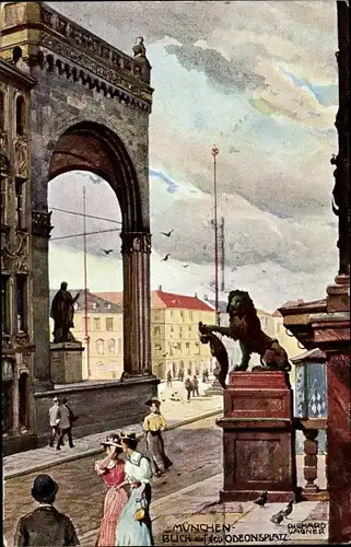 Künstler Ak Wagner, Richard, München, Blick auf den Odeonsplatz