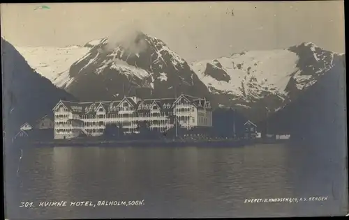 Ak Balholm Sogn Norwegen, Kvikne Hotel, Außenansicht, Bucht, Berge