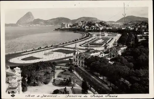 Ak Rio de Janeiro Brasilien, Jardim de Praca Paris, Park, Küste