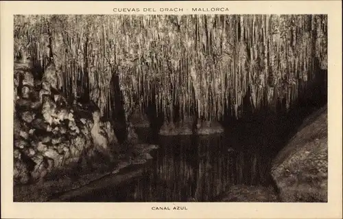 Ak Mallorca Balearische Inseln, Cuevas del Drach, Canal Azul, Höhle