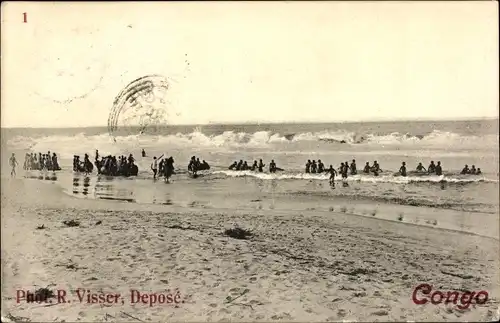 Ak Kinshasa DR Kongo Zaire, Partie am Strand