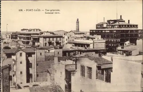 Ak Port Said Ägypten, Vue génerale, General view