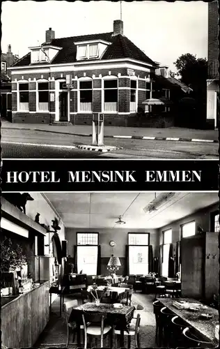 Ak Emmen Drenthe Niederlande, Hotel Mensink, Stationsstraat 8