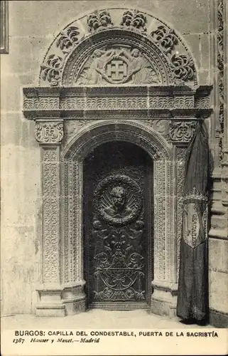 Ak Burgos Kastilien und León, Capilla del Condestable, puerta de la Sacristia