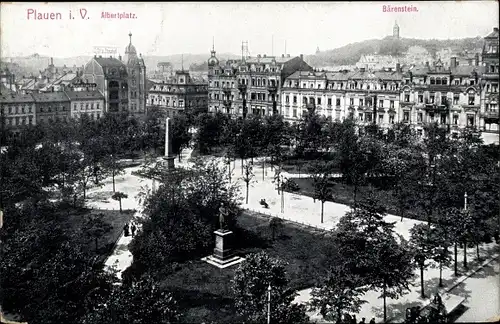 Ak Plauen im Vogtland, Albertplatz, Bärenstein, Denkmal