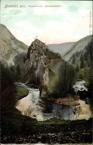 Ak Thale im Harz, Bodetal, Heuscheune, Bodeschleife, Fluss