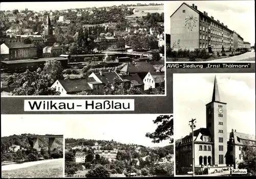 Ak Wilkau Haßlau in Sachsen, AWG Siedlung Ernst Thälmann, Rathaus, Panorama