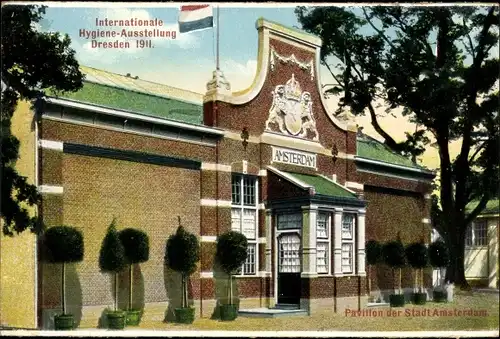 Ak Dresden Zentrum Altstadt, Internationale Hygieneausstellung 1911, Pavillon d. Stadt Amsterdam