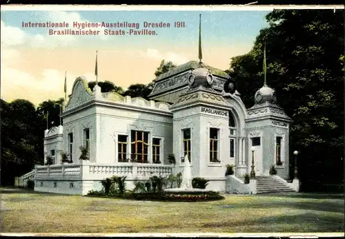 Ak Dresden Altstadt, Internationale Hygiene Ausstellung 1911, Brasilianischer Staats Pavillon