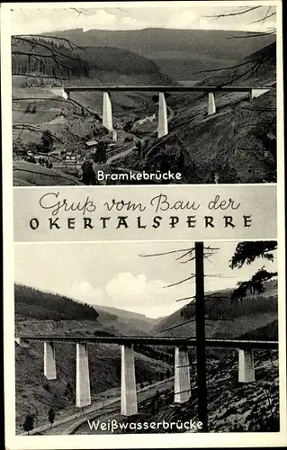 Ak Altenau Clausthal Zellerfeld im Oberharz, Bramkebrücke und Weißwasserbrücke