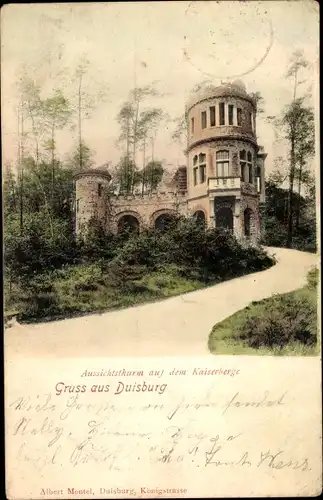 Ak Duisburg im Ruhrgebiet, Aussichtsturm auf dem Kaiserberge