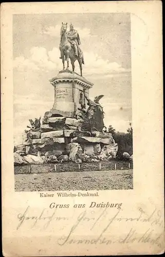 Ak Duisburg im Ruhrgebiet, Kaiser Wilhelm Denkmal