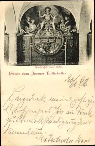 Ak Hansestadt Bremen, Rathauskeller, Bacchusfass, anno 1653