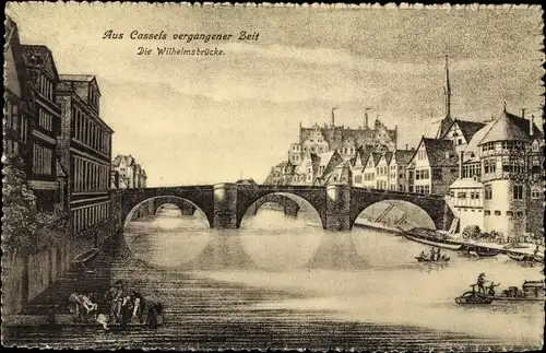 Künstler Ak Kassel, Wilhelmsbrücke, aus vergangener Zeit