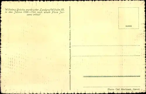 Künstler Ak Kassel, Wilhelmsbrücke, aus vergangener Zeit