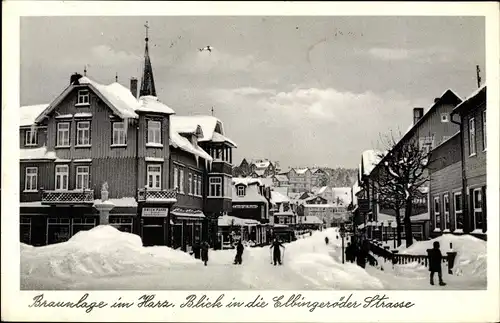 Ak Braunlage im Oberharz, Blick in die Elbingeröder Straße, Winter