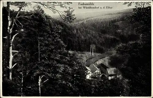 Ak Wünschendorf an der Elster, Fuchsmühle, Außenansicht, Vogelschau, Wald