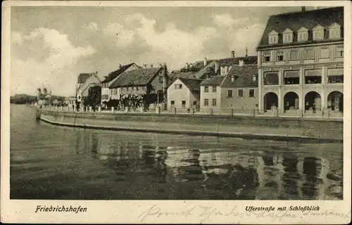 Ak Friedrichshafen am Bodensee, Uferstraße mit Schlossblick