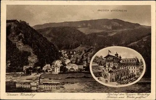 Ak Ostrau Bad Schandau Sächsische Schweiz, Großer Winterberg, Hotel