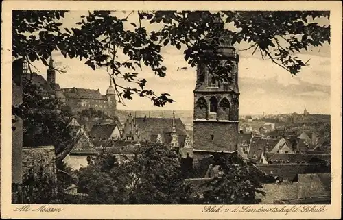 Ak Meißen in Sachsen, Blick von der Landwirtschaftlichen Schule, Turm, Häuser