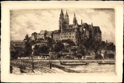 Künstler Ak Meißen an der Elbe, Albrechtsburg