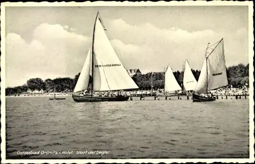 Ak Ostseebad Grömitz in Holstein, Start der Segler