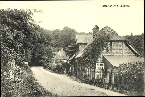 Ak Israelsdorf Hansestadt Lübeck, Dorfpartie