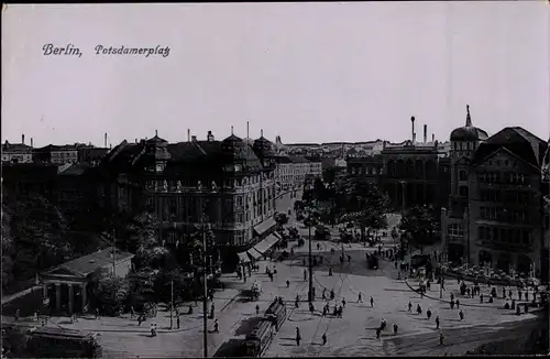 Ak Berlin Tiergarten, Potsdamer Platz, Straßenbahn