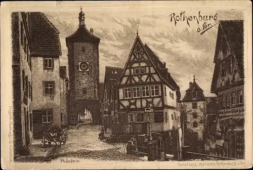 Künstler Ak Dietrich, Rothenburg ob der Tauber Mittelfranken, Plönlein
