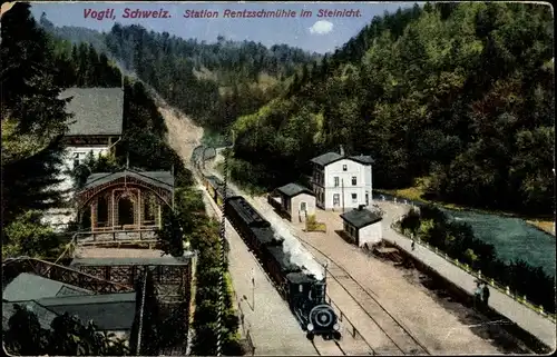Ak Pöhl Vogtland, Station Rentzschmühle im Steinicht