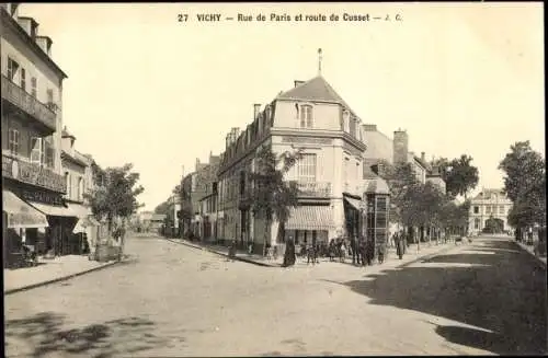 Ak Vichy Allier, Rue de Paris et route de Cusset