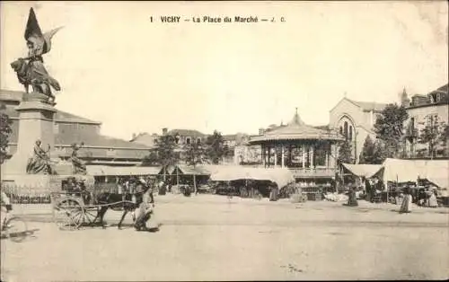 Ak Vichy Allier, La Place du Marché