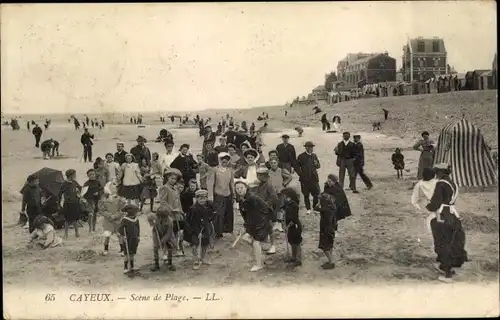 Ak Cayeux Somme, Scene de Plage, Strandszene