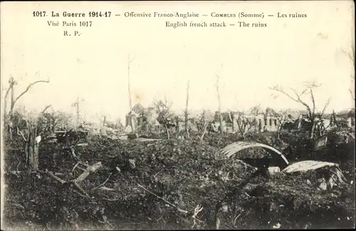 Ak Combles Somme, Offensive Franco-Anglaise, Les ruines, Kriegszerstörungen, Schlachtfeld, 1. WK
