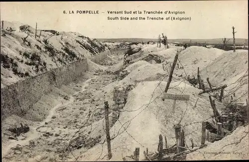 Ak Marne, Fort de La Pompelle, Versant Sud et la Tranchee d'Avignon, Schlachtfeld