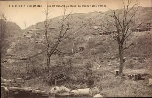 Ak Aisne, Chemin des Dames, Les Cagniats au flanc du Chemin des Dames