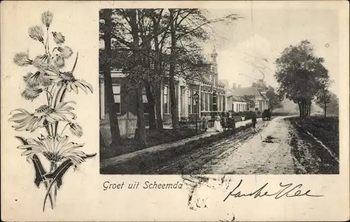 Passepartout Ak Scheemda Oldambt Groningen, Straßenpartie