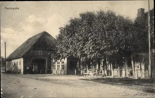 Ak Breklum in Nordfriesland, Partie am Gasthaus Herrngabe