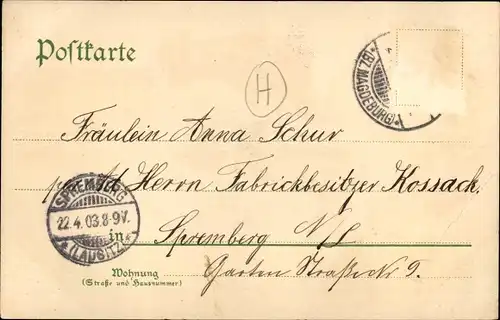 Litho Wanzleben Börde in Sachsen Anhalt, Rathaus, Kirche, Schützenhaus, Bahnhof, Gleisseite