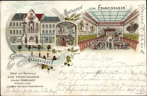 Litho Düsseldorf am Rhein, Restaurant Zum Franziskaner, Innenansicht, Alleestraße